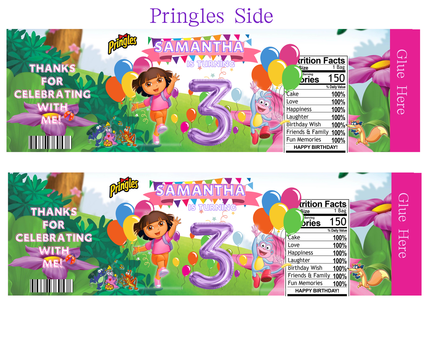 Dora The Explorer editable digital party favor template