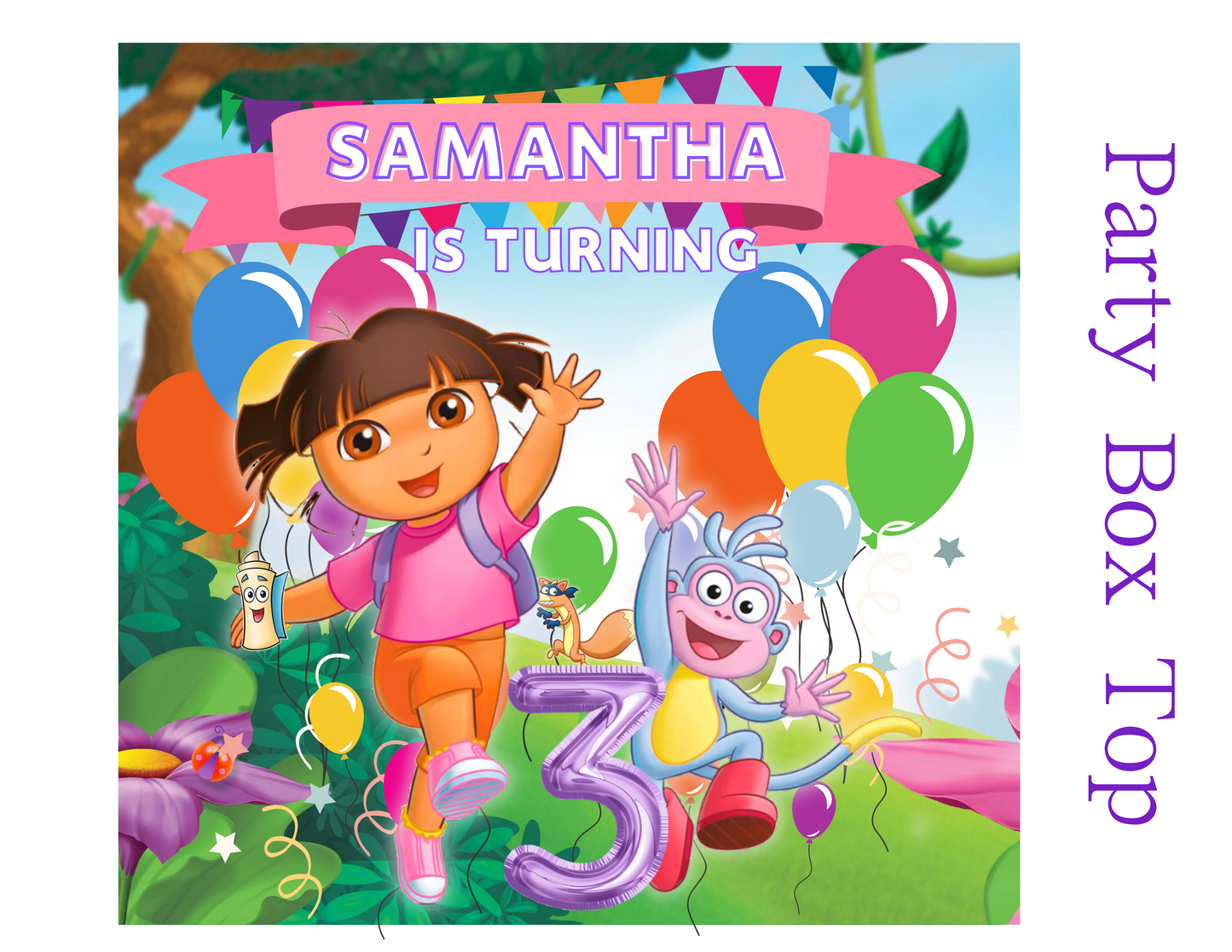 Dora The Explorer editable digital party favor template