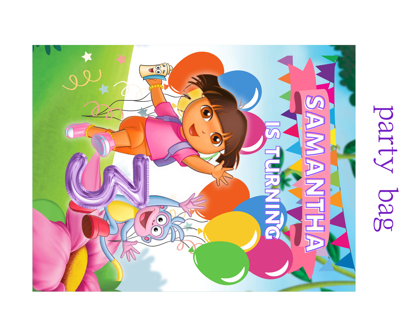 Dora The Explorer editable digital party favor template