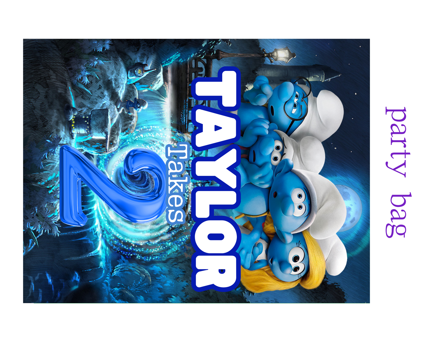 Smurfs editable digital party favor designs template