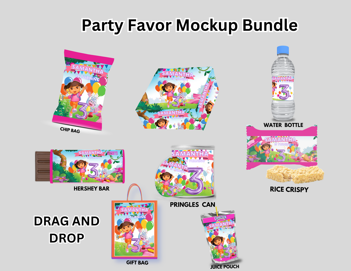 Dora The Explorer editable digital party favor template