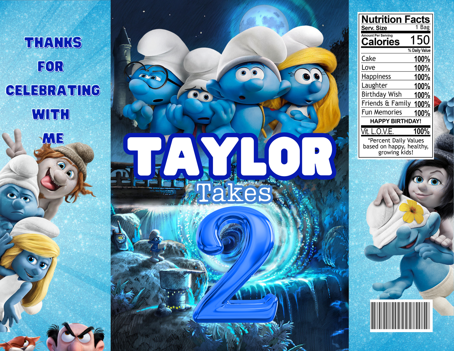 Smurfs editable digital party favor designs template