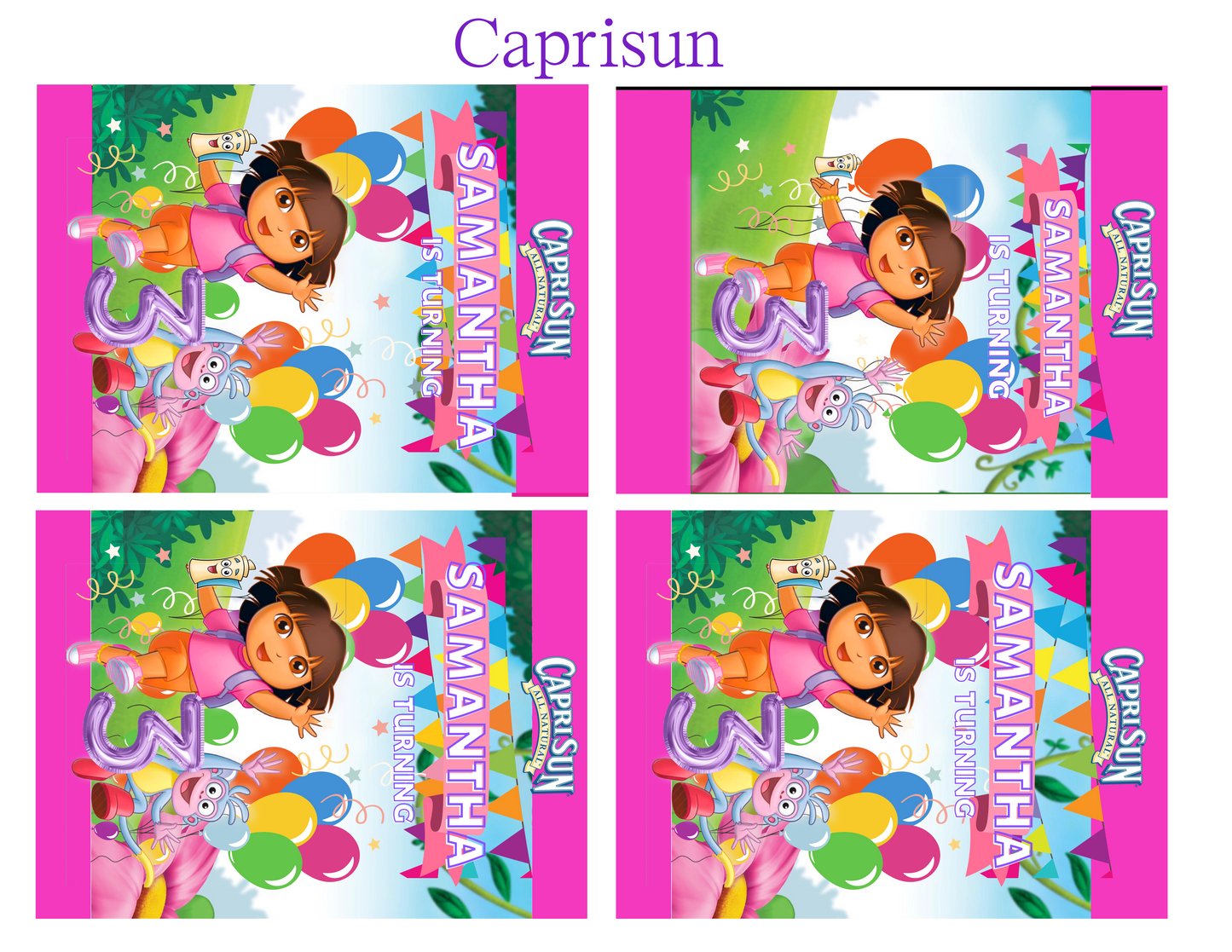 Dora The Explorer editable digital party favor template