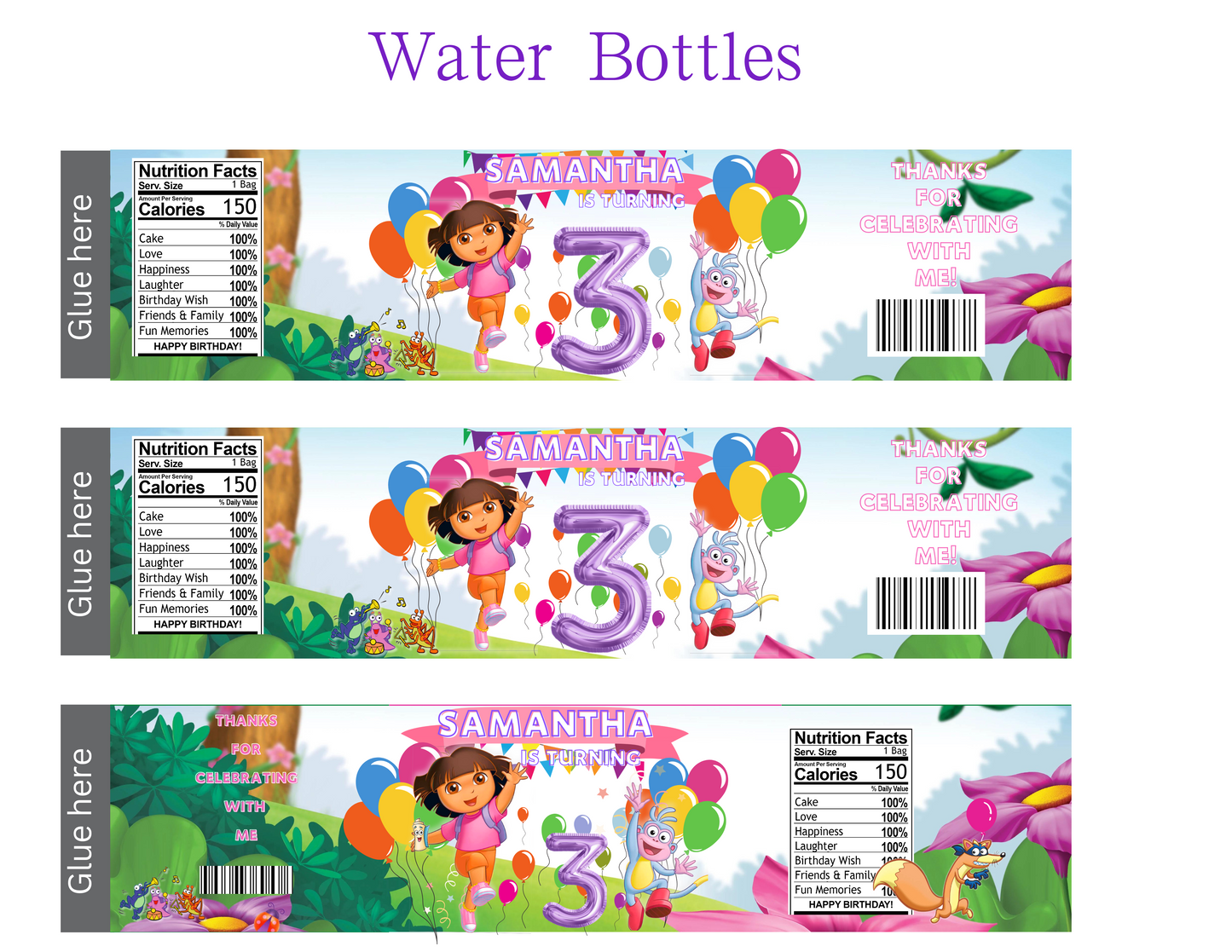 Dora The Explorer editable digital party favor template
