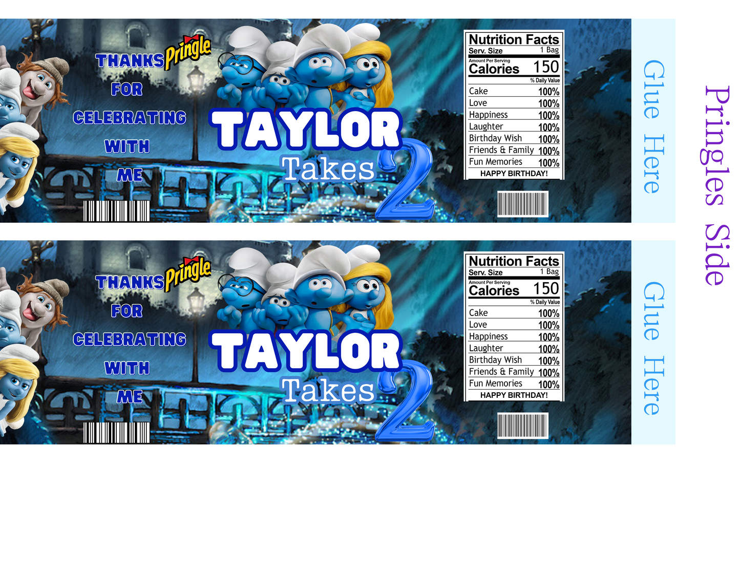Smurfs editable digital party favor designs template