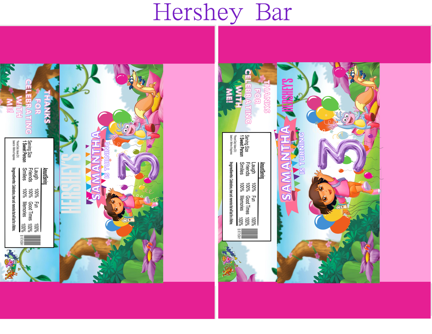 Dora The Explorer editable digital party favor template
