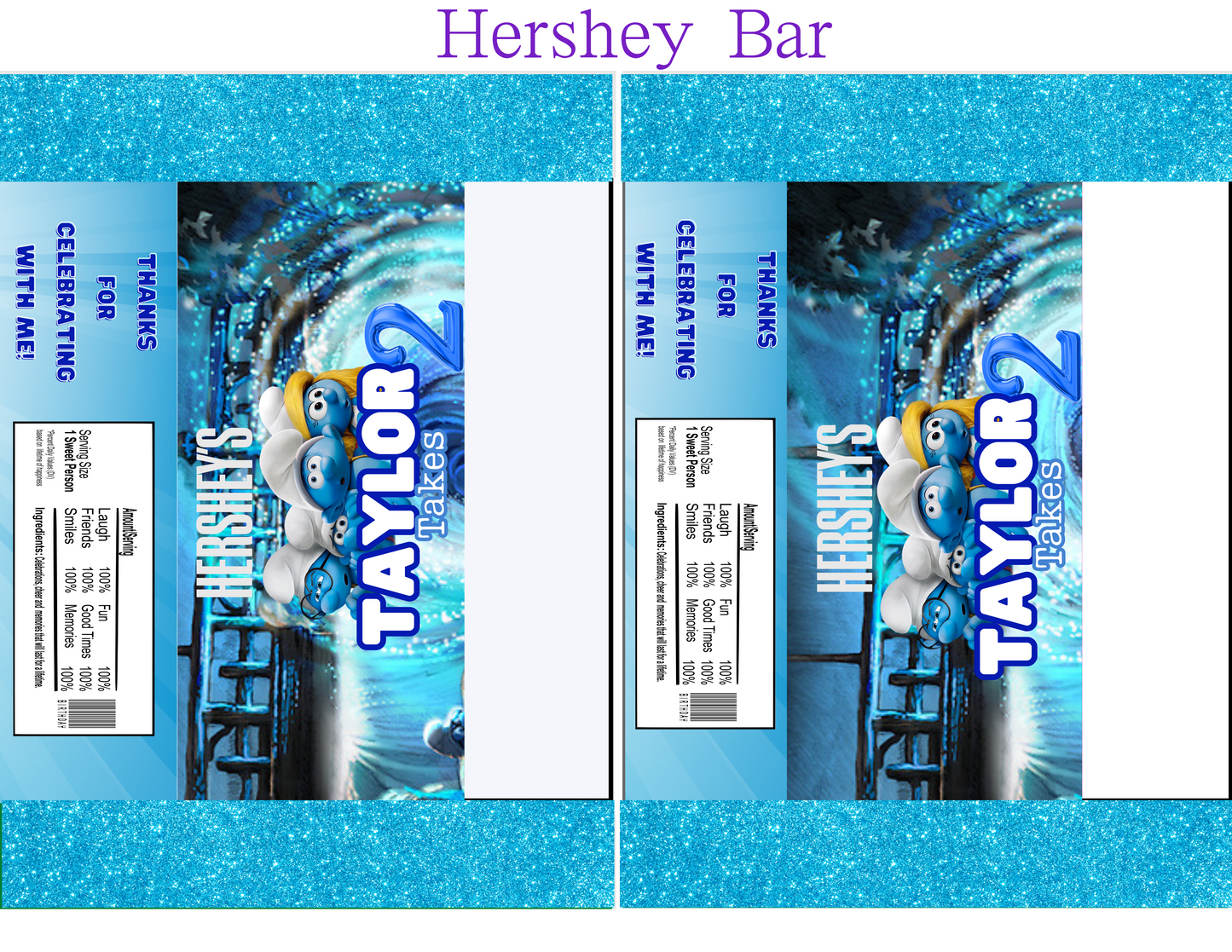 Smurfs editable digital party favor designs template