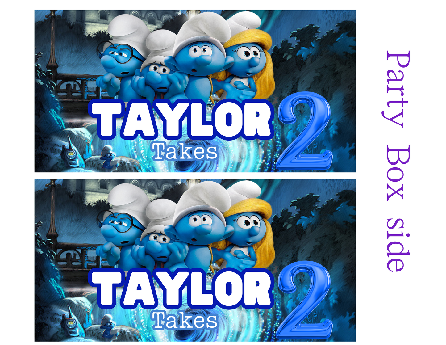 Smurfs editable digital party favor designs template