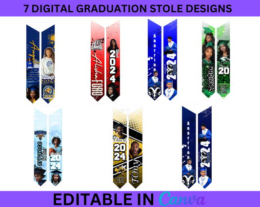 7 EDITABLE DIGITAL GRADUATION STOLE